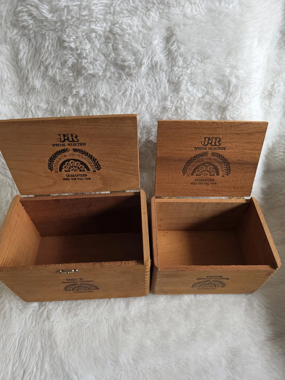 2 J.R Vintage Cigar Wooden Storage Box Set - Natural Brown Home Organizer